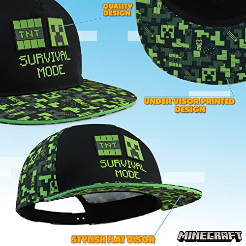 Minecraft Baseball Cap for Boys One Size Creeper Kids Hat Summer Accessories Lightweight Breathable Sun Hat Bucket Hat Gifts for Boys (Black/Green)
