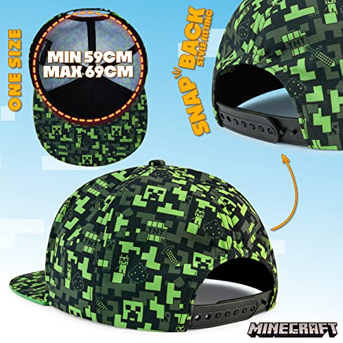 Minecraft Baseball Cap for Boys One Size Creeper Kids Hat Summer Accessories Lightweight Breathable Sun Hat Bucket Hat Gifts for Boys (Black/Green)