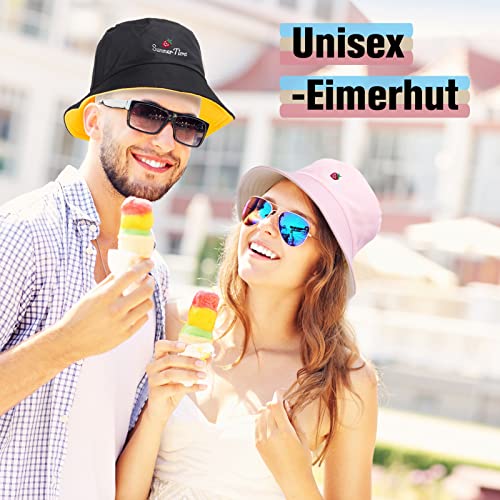 Heyu-Lotus 2Pcs Bucket Hat Women Foldable Beach Sun Hat Fisherman Hats Unisex Summer Travel Sun Cap for Holidays Camping Fishing