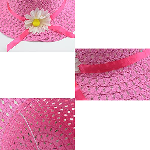 YUEMING Baby Girl Straw Hats Lovely Flower Sun Hats Summer Beach Hats Straw Sun Caps for Infant Girls Toddler Beach Hat Suit Outdoor Activities Yellow