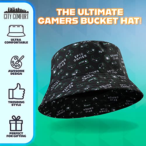 CityComfort Bucket Hat Kids Gamer Sun Hat for Boys and Girls Summer Hat, Children's Sun Hats Sun Protection Breathable Beach Summer Accessories for Kids and Teens (Black)