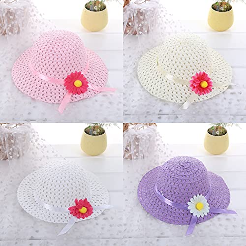 YUEMING Baby Girl Straw Hats Lovely Flower Sun Hats Summer Beach Hats Straw Sun Caps for Infant Girls Toddler Beach Hat Suit Outdoor Activities Yellow