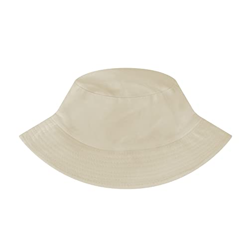 TopTie Classic Kids Cotton Bucket Hat Summer Outdoor UV Sun Protection Hat for Boys Girls-Beige