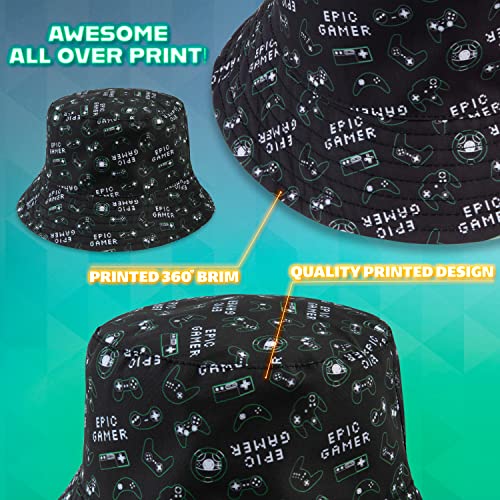 CityComfort Bucket Hat Kids Gamer Sun Hat for Boys and Girls Summer Hat, Children's Sun Hats Sun Protection Breathable Beach Summer Accessories for Kids and Teens (Black)