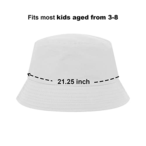 TopTie Classic Kids Cotton Bucket Hat Summer Outdoor UV Sun Protection Hat for Boys Girls-Beige