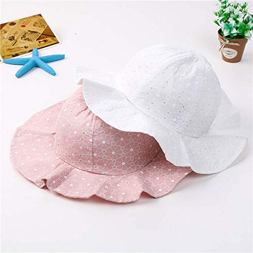 iHomey Baby Toddler Girls Large Brim Sun Hat with Chin Strap Cotton UPF 50+ Sun Protection Bucket Hat Fisherman's Hat for Baby Girls 6-42 Months