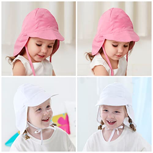 PythJooh Baby Sun Hat Kids Outdoors UPF 50+ Sun Protection Hats Girls Boys Breathable Quick-Dry Adjustable Flap Caps for 0-5Years Pink