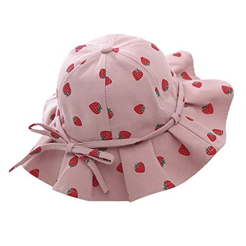 Toddler Kid Baby Girls Boys Sun Hat Beach Play Hat UPF 50+ Sun Protection Wide Brim Hat Baby Summer Fruits Hats Outdoor Kids Bowknot Beach Sun Hat Vacation Swim Hat Swimwear Bucket Cap