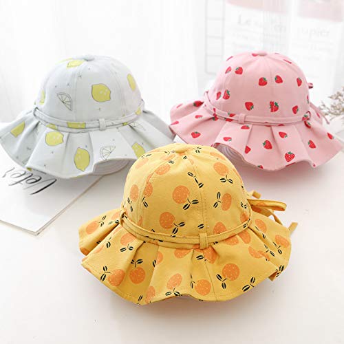 Toddler Kid Baby Girls Boys Sun Hat Beach Play Hat UPF 50+ Sun Protection Wide Brim Hat Baby Summer Fruits Hats Outdoor Kids Bowknot Beach Sun Hat Vacation Swim Hat Swimwear Bucket Cap