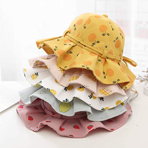 Toddler Kid Baby Girls Boys Sun Hat Beach Play Hat UPF 50+ Sun Protection Wide Brim Hat Baby Summer Fruits Hats Outdoor Kids Bowknot Beach Sun Hat Vacation Swim Hat Swimwear Bucket Cap