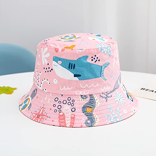PythJooh Baby UPF 50+ Sun Hat Toddler Summer Sun Protection Bucket Hats Unisex Kid Cartoon Prints Outdoor Beach Bucket Hat with Chin Strap for Girls Boys 1-4Years