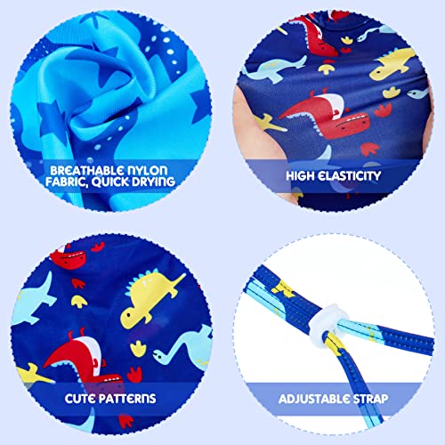 SATINIOR 2 Pcs Baby Toddler Sun Hat UPF 50+ Summer Swim Cap with Chin Straps Flap Neck UV Sun Protection Hats Breathable Adjustable Flap Cap Soft Beach Hat for 1-10 Years Kids (Starfish, Dinosaur)