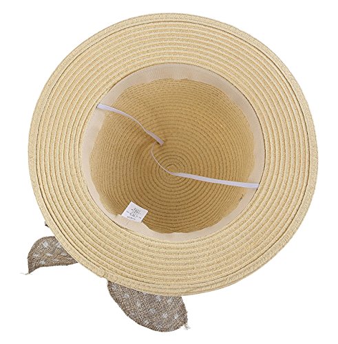 Magracy Baby Girls Straw Hat Lovely Sun Protection Hats Summer Bowknot Beach Cap for Kids XL Beige