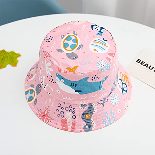 PythJooh Baby UPF 50+ Sun Hat Toddler Summer Sun Protection Bucket Hats Unisex Kid Cartoon Prints Outdoor Beach Bucket Hat with Chin Strap for Girls Boys 1-4Years