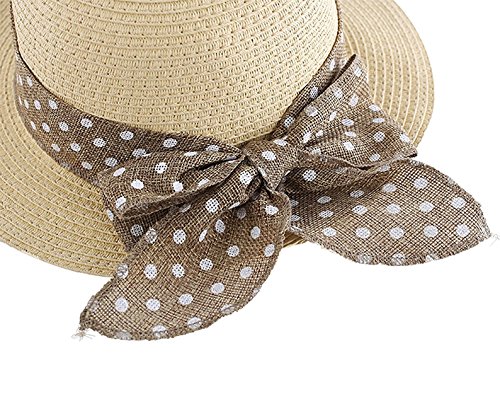 Magracy Baby Girls Straw Hat Lovely Sun Protection Hats Summer Bowknot Beach Cap for Kids XL Beige