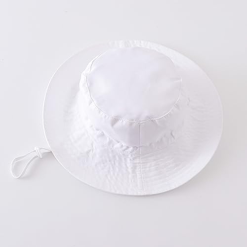 PythJooh Baby Sun Hat Toddler Girl Boy Summer Outdoor UPF 50+ Bucket Sun Hat Beach Pool Wide Brim Adjustable Strap Hats for 0-6Years White