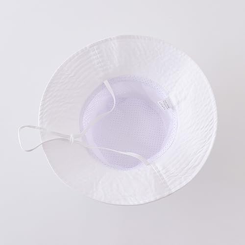 PythJooh Baby Sun Hat Toddler Girl Boy Summer Outdoor UPF 50+ Bucket Sun Hat Beach Pool Wide Brim Adjustable Strap Hats for 0-6Years White