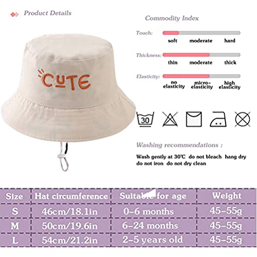 XYIYI Baby Kids Sun Hat Cute Beige Infant Toddler Bucket Hats Wide Brim Beach Fisherman Hats for 6-12 Months Boys Girls, Reversible Double-Side-Wear