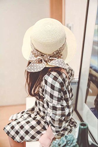 Magracy Baby Girls Straw Hat Lovely Sun Protection Hats Summer Bowknot Beach Cap for Kids XL Beige