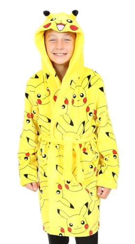 Pokemon Boys Girls Pikachu Dressing Gown Fleece Hooded Kids Robe (7-8 Years)