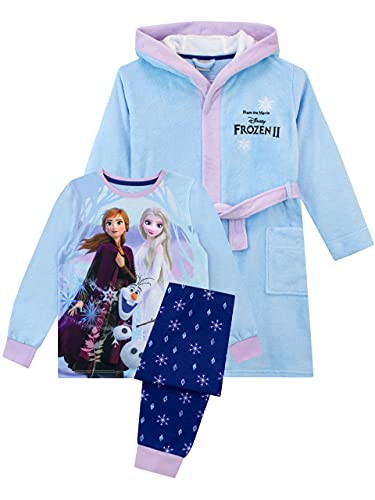 Disney Girls Pyjamas and Dressing Gown Set Frozen Blue 2-3 Years