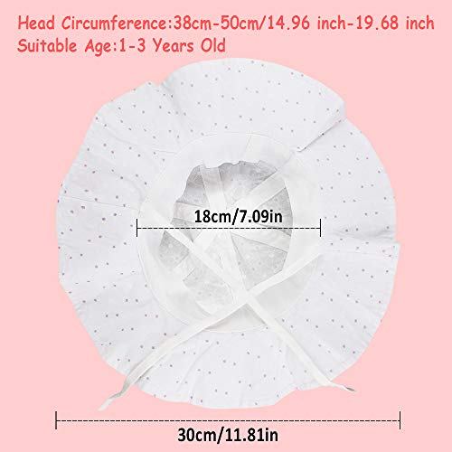 2 Pack Baby Sun Hats, Wide Brim Baby Girls Toddler Sun Hat with UV Protection, Cotton Beach Hat Summer Cap with Chin Strap for Infant Kids Toddler Pink, White