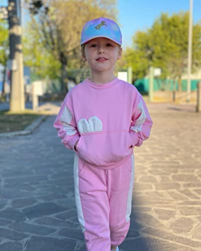 accsa Girls Baseball Cap with Unicorn Pattern Adjustable Sun Hat Tie-Dye Unicorn Hat Sports Outdoor Hat Kids Rainbow Snapback Cap