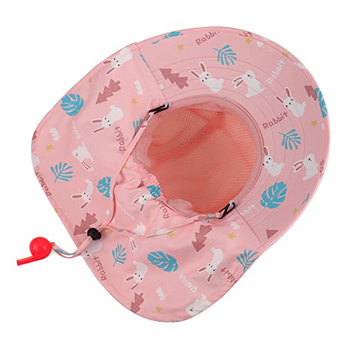 MK MATT KEELY Kids Sun Hat Girls Summer Neck Protection Wide Brim Beach Hat with Adjustable Chin Straps,Pink
