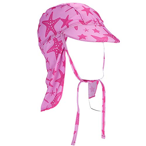 Baby Kids Legionnaire Swim Hat UPF 50 Kids Sun Hat for Girls Boys Bucket Summer Wide Brim Travel Beach Hat UV Sun Protection Sun Hat Flap Cap for Travel Adjustable Chin Strap 3-12 Years (Pink)