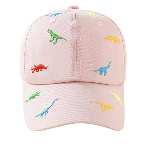 imKutie Baby Baseball Cap Cute Embroidered Dinosaur Boys Girls Beach Sun Hats Adjustable Toddler Hat UPF 50+ for 1-4 Years Pink