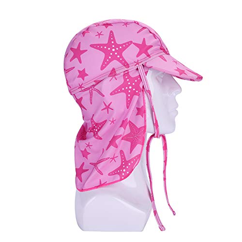 Baby Kids Legionnaire Swim Hat UPF 50 Kids Sun Hat for Girls Boys Bucket Summer Wide Brim Travel Beach Hat UV Sun Protection Sun Hat Flap Cap for Travel Adjustable Chin Strap 3-12 Years (Pink)