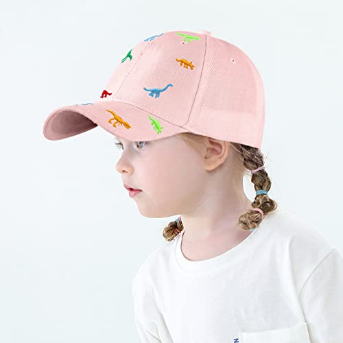 imKutie Baby Baseball Cap Cute Embroidered Dinosaur Boys Girls Beach Sun Hats Adjustable Toddler Hat UPF 50+ for 1-4 Years Pink