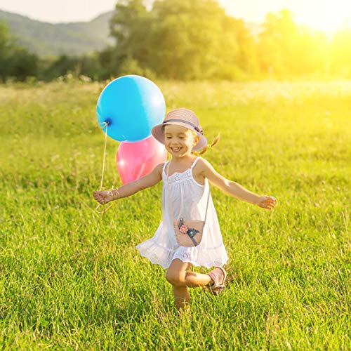 FT-SHOP Girls Sun Hat Summer Beach Straw Hats and Mini Cute Purse Sets with Flowers Decoation for Holiday Outdoor Activities