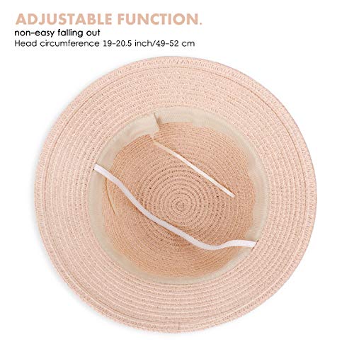 FT-SHOP Girls Sun Hat Summer Beach Straw Hats and Mini Cute Purse Sets with Flowers Decoation for Holiday Outdoor Activities