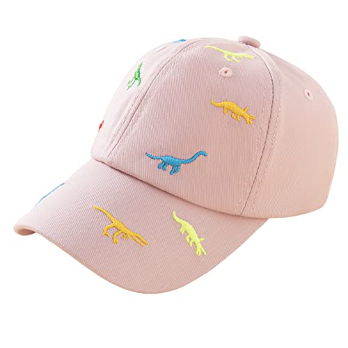 imKutie Baby Baseball Cap Cute Embroidered Dinosaur Boys Girls Beach Sun Hats Adjustable Toddler Hat UPF 50+ for 1-4 Years Pink