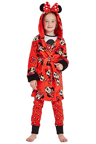 Disney Girls Minnie Mouse Dressing Gown Bathrobe Robe Nightwear (Minnie Mouse, 5-6 Years)