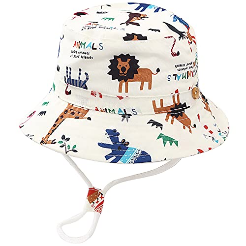 Toddler Bucket Sun Hat Cute Animals World Print Summer Outdoor Kids Beach Hat for 2-4 Years Old Boys Girls