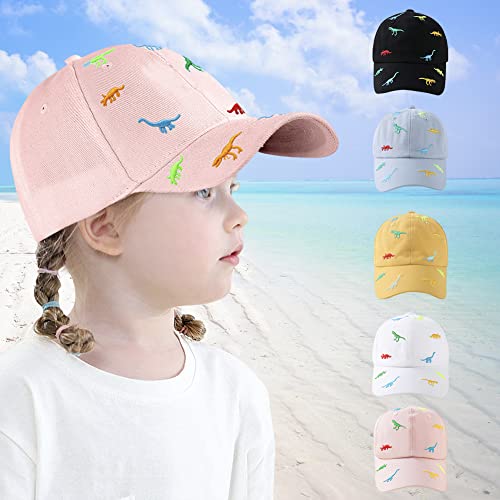 imKutie Baby Baseball Cap Cute Embroidered Dinosaur Boys Girls Beach Sun Hats Adjustable Toddler Hat UPF 50+ for 1-4 Years Pink