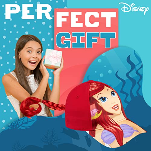 Disney Baseball Cap for Girls - Removable Plait Adjustable Strap Summer Accessories Childrens Sun Hat - Girls Gifts