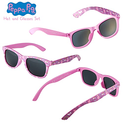 Peppa Pig Girls Summer Hat & Kids Sunglasses, Rainbow Unicorn Pink Baseball Cap & Sunglasses