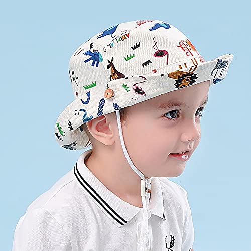 Toddler Bucket Sun Hat Cute Animals World Print Summer Outdoor Kids Beach Hat for 2-4 Years Old Boys Girls