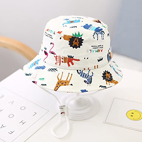 Toddler Bucket Sun Hat Cute Animals World Print Summer Outdoor Kids Beach Hat for 2-4 Years Old Boys Girls