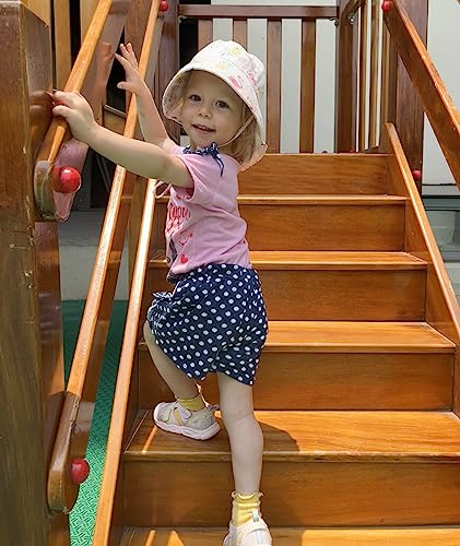 LACOFIA Baby Cotton Summer Hat Toddler Girls Sun Hat Kids UPF 50+ Neck Protection Flap Cap with Adjustable Chin Straps Pink 2-5 Years