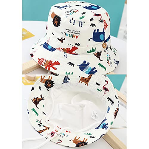 Toddler Bucket Sun Hat Cute Animals World Print Summer Outdoor Kids Beach Hat for 2-4 Years Old Boys Girls