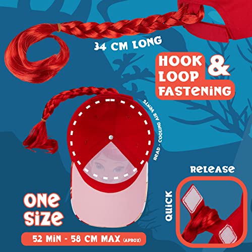 Disney Baseball Cap for Girls - Removable Plait Adjustable Strap Summer Accessories Childrens Sun Hat - Girls Gifts