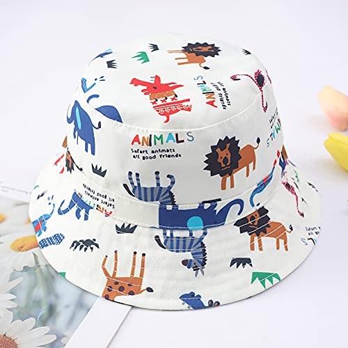 Toddler Bucket Sun Hat Cute Animals World Print Summer Outdoor Kids Beach Hat for 2-4 Years Old Boys Girls