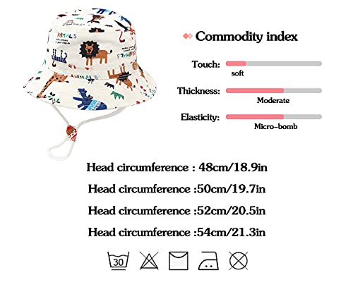 Toddler Bucket Sun Hat Cute Animals World Print Summer Outdoor Kids Beach Hat for 2-4 Years Old Boys Girls