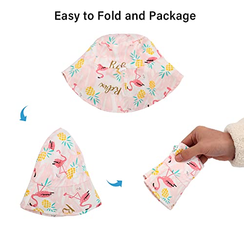 LACOFIA Baby Cotton Summer Hat Toddler Girls Sun Hat Kids UPF 50+ Neck Protection Flap Cap with Adjustable Chin Straps Pink 2-5 Years