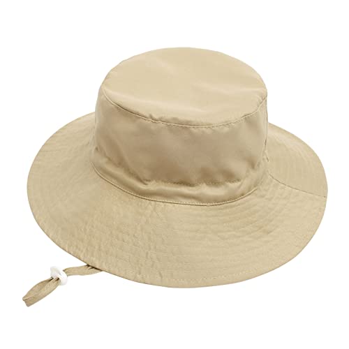 YANWANG Baby Kids Adjustable Bucket Sun Hat, UPF 50+ Sun Protection Beach Cap for Toddler Boys Girls(Khaki,3-8years)