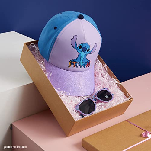 Disney Stitch Baseball Cap and Kids Sunglasses for Girls 100% UV Protection Summer Accessories Set One Size Adjustable Hat Frozen The Little Mermaid Stitch Gifts for Girls (Purple Stitch)